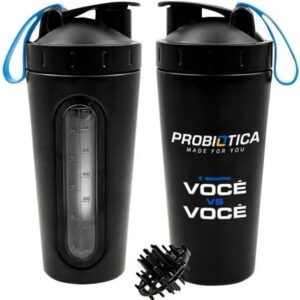 Coqueteleira Inox Preta - Probiótica - 600ml - Praticidade e Estilo
