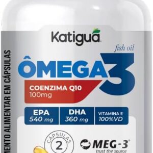 Katiguá, Ômega 3 + Coenzima Q10, MEG-3, EPA + DHA e Vitamina E, Fish Oil, 60 Cápsulas Soft Gel • 30 doses, Branco