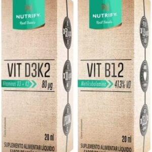 Kit Vitamina B12 Metilcobalamina 20ml + Vitamina D3K2 20ml Nutrify – Alta Absorção e Suporte Imunológico-radardasaude