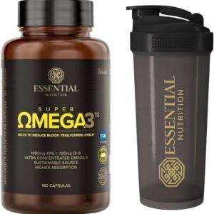 51nkLqKRNeL._AC_SL1000_.jpg Combo Essential Nutrition - Super Ômega-3 TG 1000mg c/certificado IFOS - 180 Cápsulas + Coqueteleira