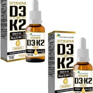 2x Vitamina D3 2000ui + Vit K2 Em Gotas 20ml Flora Nativa-radardasaude
