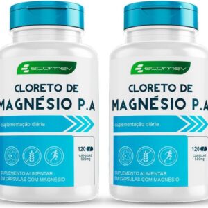 2Un Cloreto de Magnesio PA 500MG Forma Pura Importada 240Cáps 4Meses Ecomev