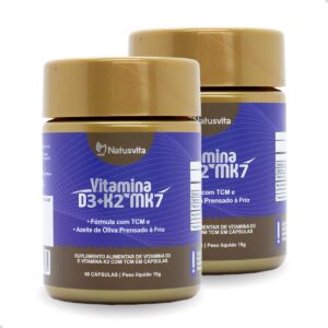 120 cápsulas Vitamina D3 2.000 + K2 MK7 com TCM e Óleo de Oliva Prensado a Frio-radardasaude