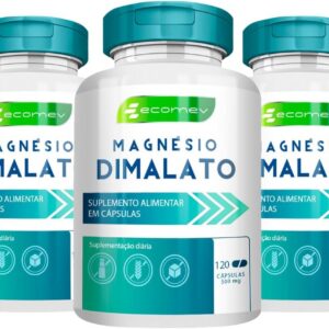 3Un Magnesio Dimalato 500mg 360Cáps 100% Puro alta Concentração Kit 6 Meses