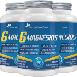 KIT 3X 6 Magnésios 60 cápsulas - Flora Nativa
