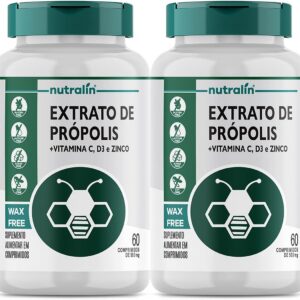 Combo 2 Extrato De Propolis Puro Vitamina C + D + Zinco 60 Nutralin-radardasaude