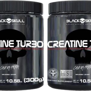 61Nzq8Fr9L._AC_SL1000_.jpg Kit 2X Creatine Turbo Suplemento Alimentar Black Skull 300g Caveira Preta Creatina Monohidratada Sem Sabor