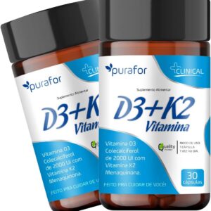 Kit de Suplemento Alimentar com 2x Vitamina D3 + K2 - Colecalciferol + Menaquinona-radardasaude