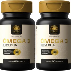 Ômega 3 1400mg Rico em EPA DHA Ultra Concentrado | Sem sabor residual | Ca.nuts 60 Cápsulas (2 Potes - 120 Cápsulas)