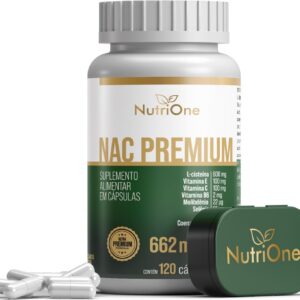 61lXnKd0iQL._AC_SL1500_.jpg NAC N-Acetil L-Cisteína Premium com Coenzima Q10, Zinco, Selênio, Molibdiênio, Vitaminas E, C e B6 120 Cápsulas - Nutrione
