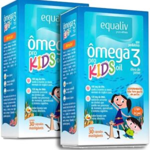 61nnnZgIANL._AC_.jpg Kit 2 Equaliv Ômega 3 Kids 30 Cápsulas Ômega EPA DHA Mastigavel