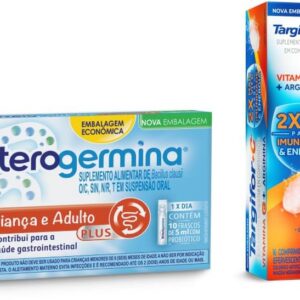 Kit Enterogermina Plus Probiótico, 10 unidades de 5 ml + Targifor C Vitamina C e Arginina 16 comprimidos efervescentes