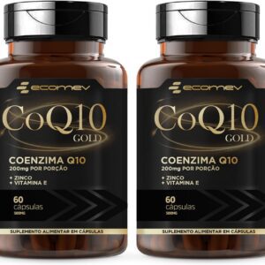 2Un Coenzima Q10 Gold 200Mg De CoQ10 Pura + Vitamina E + Zinco 60 Cáps - Ecomev-radardasaude