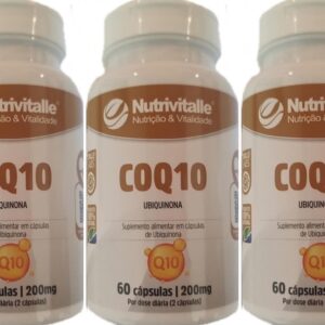 COQ10 Coenzima Q10 200mg Nutrivitalle 60 Cápsulas Kit 3 UNidades-radardasaude