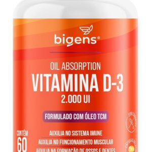 Bigens Vitamina D3 2000ui Em Óleo TCM (MCT), Softgel, 60 Cápsulas