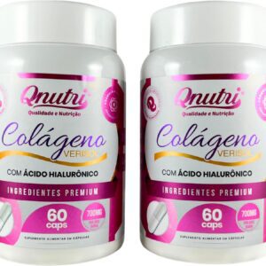 Kit 2x Colágeno Verisol 60 Cápsulas Acido Hialurônico Biotina Zinco Vitaminas Minerais Suplemento Qnutri-radardasaude