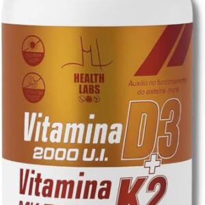 51AvGpZDd-L._AC_SL1000_.jpg Splemento Vitamina D3 2000 UI + Vitamina K2 24mcg, 60 Tabletes, 24g Health Labs-radardasaude