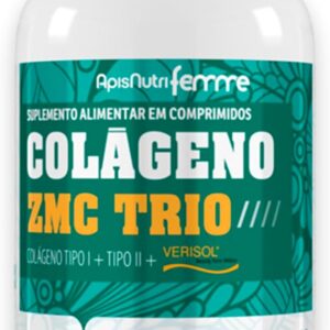 51IMJPSO53L._AC_SL1200_.jpg Colágeno ZMC Trio Verisol + Tipo I + Tipo II 1250mg (120 Caps), Apisnutri-radardasaude