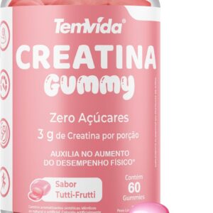 612HH0DfXkL._AC_SL1500_.jpg Creatina Gummy 60 Gomas 4,5g Tem Vida - 3g de Creatina por porção - Praticidade e Performance (60 Gomas, Tutti-Frutti)