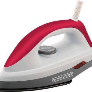 61DeghnyN-L._AC_SL1500_.jpg BLACK+DECKER Ferro de Passar Roupa à Seco, Com Base Antiaderente, Vermelho e Branco, Modelo F300, 220V-radardasaude