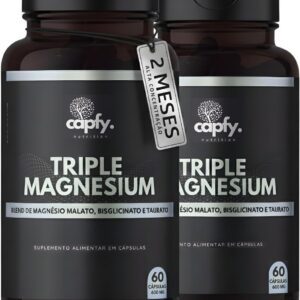 61GDSH6mFeL._AC_SL1200_.jpg Kit 2x Tri Magnésio Malato Taurato Bisglicinato 600 mg 60 Cápsulas Triple Magnesium Premium Alta Concentração Capfy. Nutrition-radardasaude