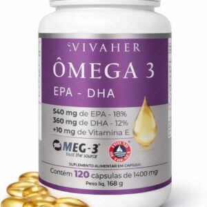 61MiVU952DL._AC_SL1500_.jpg Omega 3 Epa - Dha + Vitamina E, 1400 Mg (120 Cápsulas) - Livre de metais pesados - Certificados MEG 3 e FOS - Vivaher