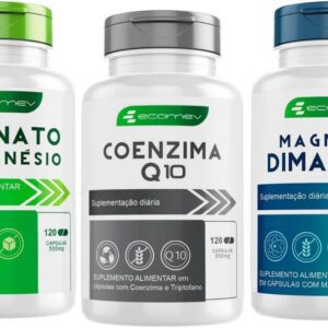 Kit Saude Magnesio dimalato + Treonato + Coenzima Q10 500mg 100% Puro 360 Cáp Ecomev