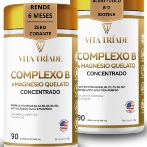 Complexo B Ultra com Magnésio Quelato – 180 Cápsulas (6 Meses) – Vitaminas B1 a B12, Biotina – Vita Tríade-radardasaude