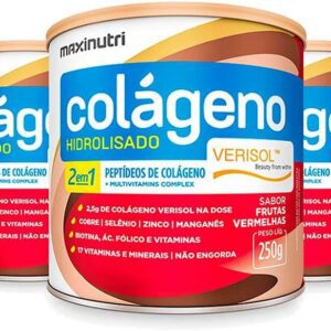Kit 03 Colágeno Verisol Lata 250g Frutas Vermelhas Maxinutri-radardasaude