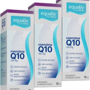 61clgqSMgGL._AC_SL1200_.jpg Kit 3 Coenzima Q10 100mg - Fórmula de Alta Absorção (15mL) - Suplemento Natural da Equaliv para Energia