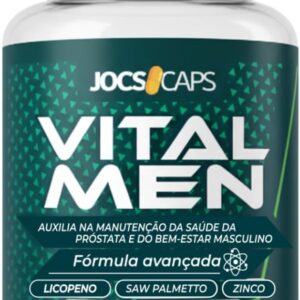VitalMen – Suplemento Masculino para Próstata e Bem-Estar; com Licopeno, Zinco, Cúrcuma, Trans-Resveratrol, Extrato de Semente de Uva, Astaxantina, Selênio, Vitamina D3 e E; 120 Cápsulas