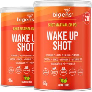 71-m3MLLiHL._AC_SL1500_.jpg Bigens Wake Up Shot, Vitamina C, Própolis, Gengibre, Cúrcuma, Guaraná e Zinco, Sabor Limão, 150g, Kit com 2 Unidades-radardasaude