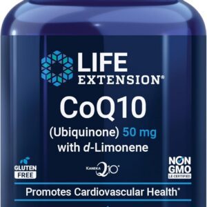 715i5nqXThL._AC_SL1500_.jpg Life Extension CoQ10 Superabsorvível (Ubiquinona) 50 Mg Com D-Limoneno - Não-OGM, Sem Glúten - 60 Cápsulas Gelatinosas