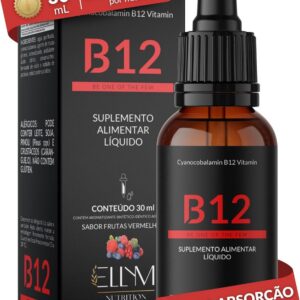 Vitamina B12 Sublingual em Gotas ELLYM NUTRITION Sabor Frutas Vermelhas Auxilia no Funcionamento do Sistema Imune e Metabolismo Energético (30 mL)