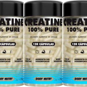 718a2TZ7A9L._AC_SL1500_.jpg Kit 3x Creatina 100% Pura Monohidratada e Micronizada - Pote 120 Capsulas - Creatine Pure Monohydrate - Importada Alto Grau de Pureza - Original
