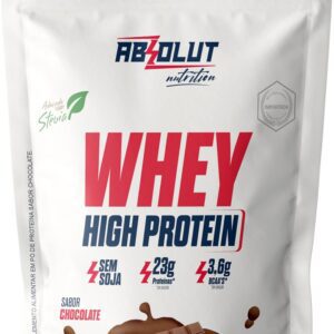 Absolut Nutrition, Whey high protein, 23 gramas de proteína, adoçado com stevia, Sabor chocolate, Pouch, 900 gramas-radardasaude