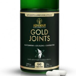 Gold Joints Colágeno Tipo 2 Não Desnaturado + Glucosamina, Condroitina e Cúrcuma. Suplemento 6 em 1 para Articulação com Vitamina K2 e D3 - Adamah, 60 Cápsulas