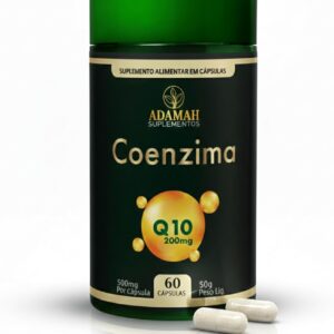 Coenzima Q10 200mg (Dose Alta) - Ubiquinona CoQ10 Pura para Energia, Coração e Fadiga - Suplemento Antioxidante em Cápsulas de Colágeno (Absorção Superior) - Adamah, 60 Cápsulas