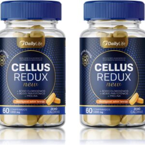 71zJfDv-jIL._AC_SL1200_.jpg Kit 2x Cellus Redux Acido Clorogenico Pantotenico Hialuronico Vitaminas Biotina 60 Comprimidos Mastigaveis Sabor Laranja - Daily Life-radardasaude