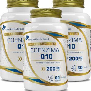 81Pl1GTPBEL._AC_SL1500_.jpg Kit Com 3 - Coenzima Q10 100% Pura (200mg por porção) 60 Caps Flora Nativa