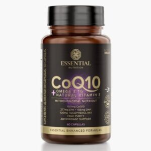 51ZAUgPSCzL._AC_SL1000_.jpg Essential Nutrition CoQ10 + Ômega, 100mg Coenzima Q10, 277mg EPA + 185mg DHA, 60 Cápsulas