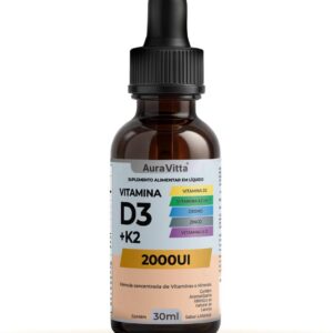 Vitamina D + K2 (D3, K2 Mk7, B12 Metilcobalamina, Cromo, Zinco) AuraVitta - Sabor Laranja 30 ML Original Imunidade e Energia - Suplemento alimentar Concentrado - Vitaminas e Minerais (1)-radardasaude