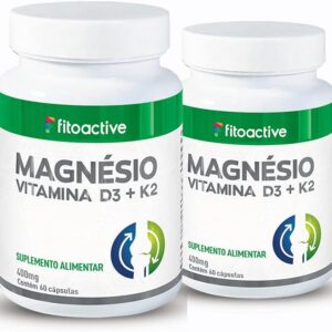 Kit 2 Magnésio Vitamina D3 Vitamina K2 400 mg 60 Cápsulas Fitoactive-radardasaude
