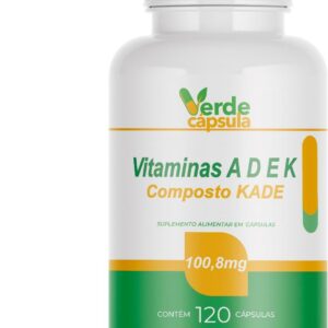 51t6i9csL1L._AC_SL1200_.jpg Vitaminas ADEK 120 Cápsulas - Vitamina A, Vitamina D3, Vitamina E e Vitamina K2 MK7 - Composto KADE - Suplemento Alimentar - Verde Cápsula-radardasaude