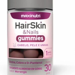 51xKwscvDuL._AC_.jpg HairSkin & Nails Gummies Maxinutri, Suplemento em Gomas Sabor Morango com Biotina, Cobre e D-Pantenol, 30 Gomas-radardasaude