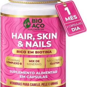 616p8YeaVoL._AC_SL1200_.jpg Cabelo, Pele e Unhas Rico em Biotina, Vitaminas A, C, E, B1, B2, B3, B5, B6, B9, B12, Mix de Minerais com Zinco, Selênio, Cromo e Cálcio, 60 Cápsulas