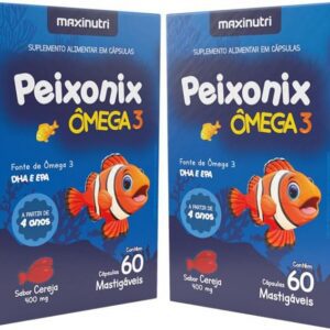 61C0w5PKAL._AC_SL1000_.jpg Kit 2 Peixonix Ômega 3 Infantil EPA DHA 60 Cápsulas Mastigáveis Sabor Cereja Maxigold-radardasaude