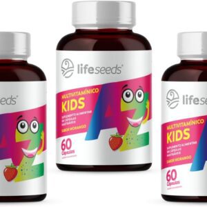 Multivitamínico AZ Kids - Vitaminas A, D, E, K, C, B1, B2, B3, B5, B6, B7, B9, B12, Cálcio, Cromo, Ferro, Magnésio, Selênio e Zinco - Sabor Morango - 60 Cápsulas Mastigáveis (3 Potes)-radardasaude