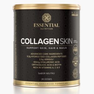 61OSMVZfB8L._AC_SL1000_.jpg Essential Nutrition Collagen Skin, Suplemento de Colágeno Hidrolisado com Verisol, Ácido Hialurônico, Biotina, Vitaminas A, C e E, Sabor Neutro, 30 Doses-radardasaude