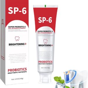 Creme Dental Clareador Probiótico Sp-6, Super Probiótico Sp-6, Sem Flúor, Para Dentes Sensíveis, Menta Suave, Hálito Fresco, Uso Diário Para Saúde Bucal, 140G/4,9Oz (1 Unidade)-radardasaude